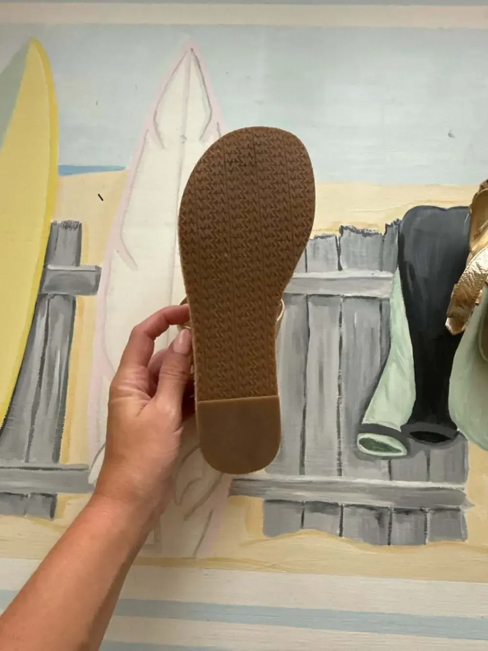 Michael Kors Roxane Metallic Gold T-Strap Espadrille Wedge Sandals